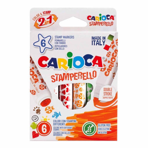 Canetas de Feltro CARIOCA Stamperello com Carimbo com 6