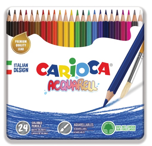 Lápis de Cor Aguarelável CARIOCA Estojo Metal com 24