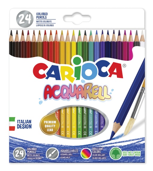 Lápis de Cor Aguarelável CARIOCA caixa com 24