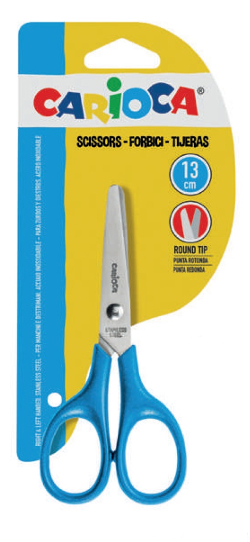 Tesoura Escolar para Ambidestros 13cm Redonda CARIOCA Azul