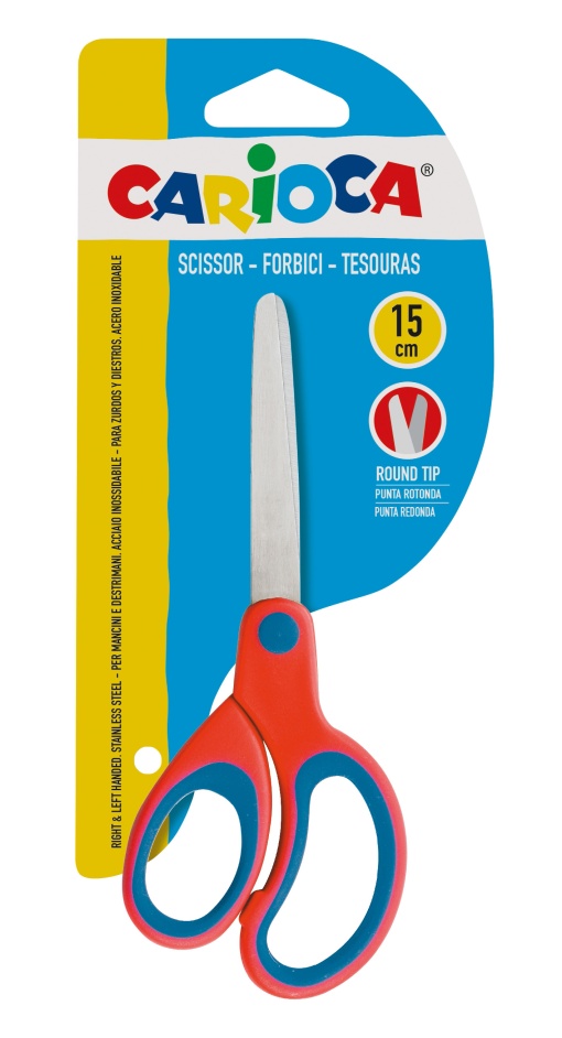 Tesoura Escolar para Ambidestros 15cm Redonda CARIOCA Vermelha