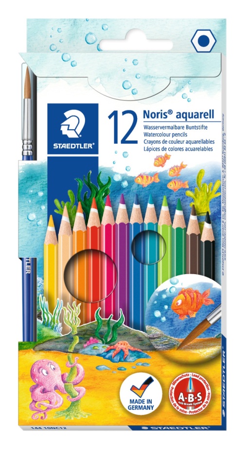 Lápis de Cor STAEDTLER Noris Club Aquarell com 12 + Pincel