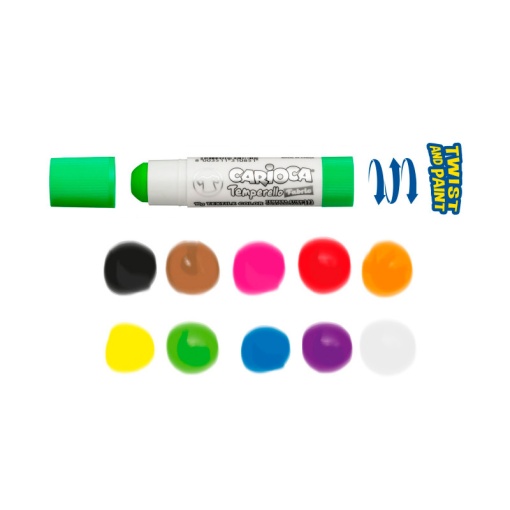 Guache Sólido em Stick para tecido CARIOCA com 10 cores