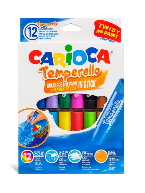 Guache Sólido em Stick CARIOCA com 12 cores