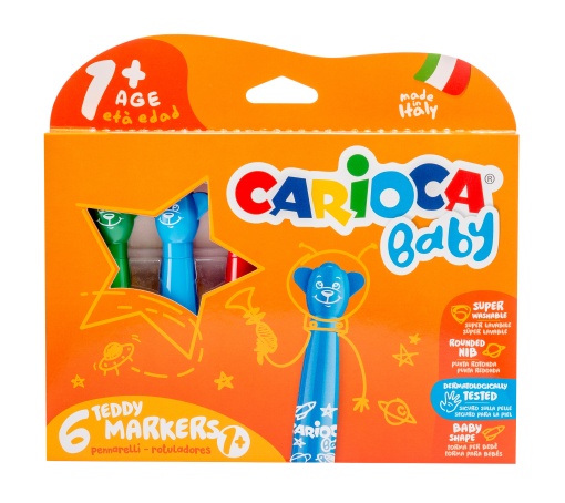 Canetas de Feltro Laváveis CARIOCA Baby Teddy Marker com 6
