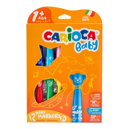 Canetas de Feltro Laváveis CARIOCA Baby Teddy Marker com 12