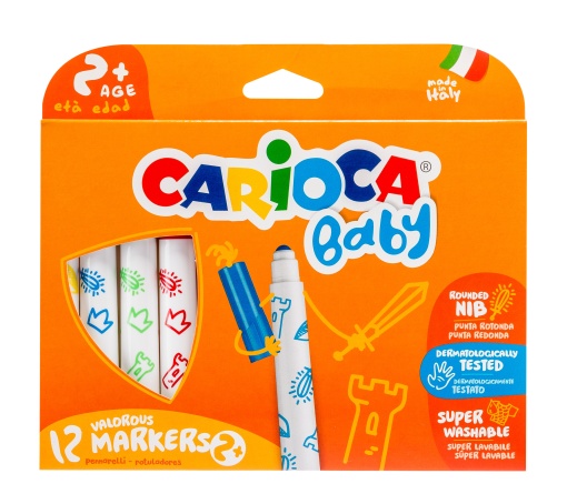 Canetas de Feltro Laváveis CARIOCA Baby com 12