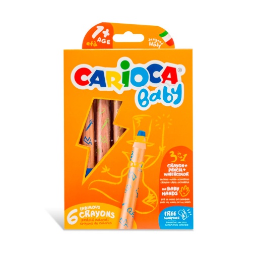 Lápis de Cera CARIOCA Baby 3 em 1 caixa com 6