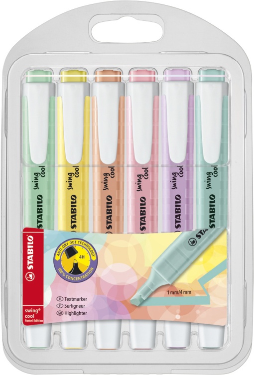 Sublinhador STABILO Swing Cool Pastel com 6
