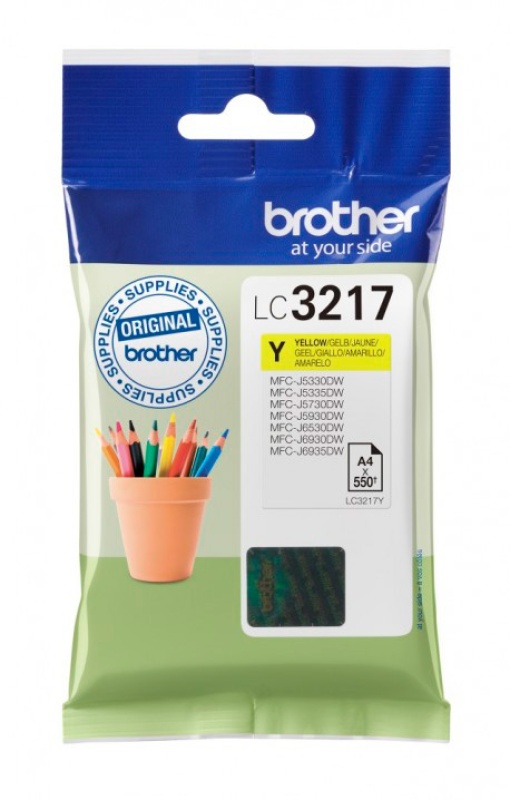 Tinteiro BROTHER LC3217 Y Amarelo MFCJ6530DW/MFCJ6930DW 200 Páginas