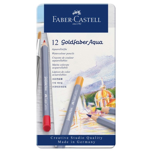 Lápis de Cor Aguarelável FABER-CASTELL Goldfaber Aqua Creative Studio Quality 12 Cores