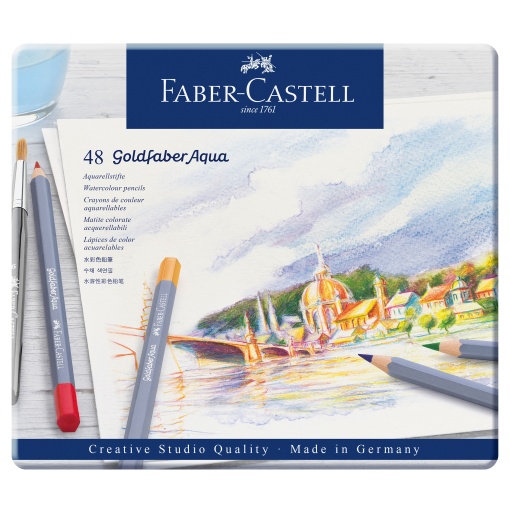 Lápis de Cor Aguarelável FABER-CASTELL Goldfaber Aqua Creative Studio Quality 48 Cores