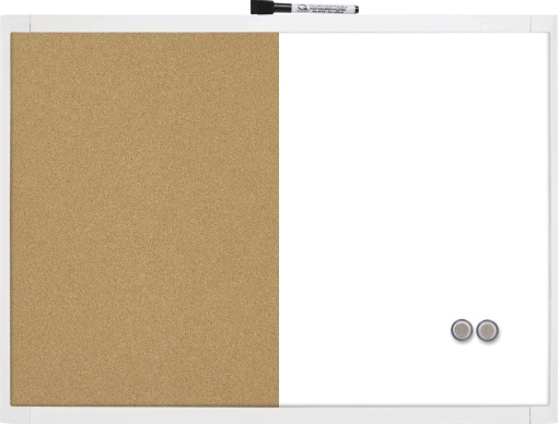 Quadro Combi Branco Melamina Magnético + Cortiça REXEL 585x430mm com Aro Plástico com Íman e Marcador