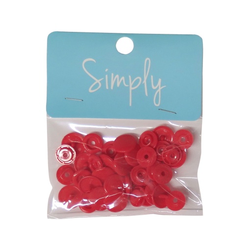Botoes de Pressao Plasticos 14mm Vermelho com 50