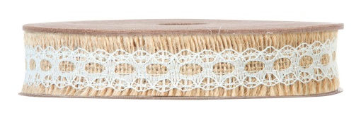 Fita de Juta com Renda MP JUTE FANTASY 25mmx9m Natural