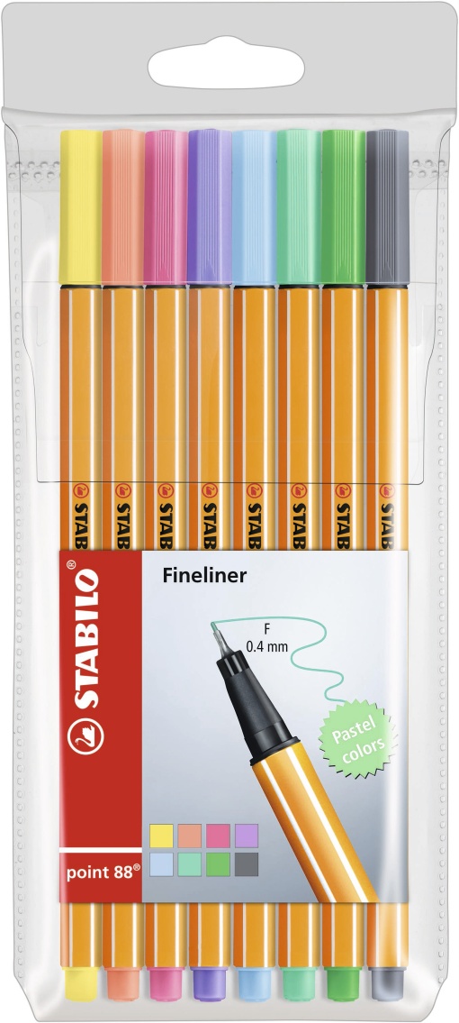 Fineliner STABILO Point 88 0,4mm 8 Cores Pastel