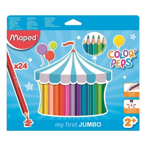 Lápis de Cor MAPED Color Peps Jumbo Longos caixa com 24