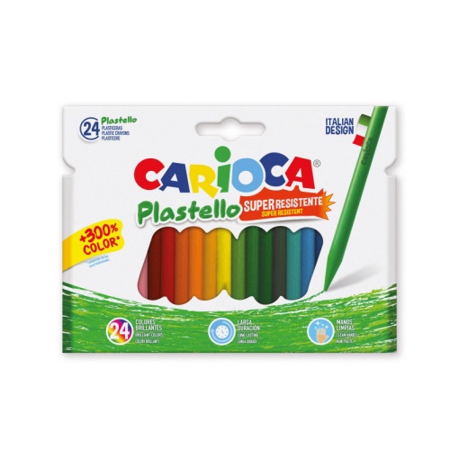 Lápis de Cera CARIOCA Plastello caixa com 24