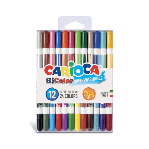 Canetas de Feltro Laváveis CARIOCA Bi-color com 12