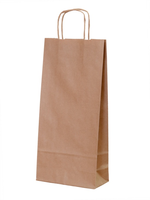 Saco de Papel Asa Torcida para 2 Garrafas Kraft 18x8x39cm