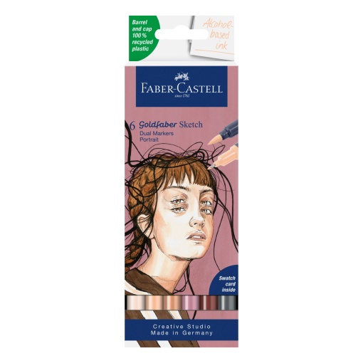 Brush pen FABER-CASTELL Goldfaber Sketch retrato 2 pontas set sortido - 6 unidades