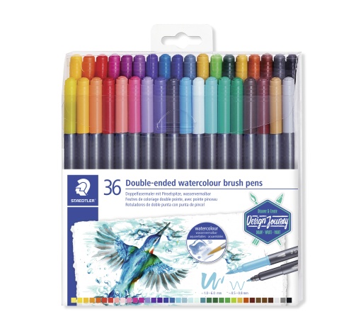Brush Pen Aguarelável STAEDTLER Marsgraphic Dual 36 Cores