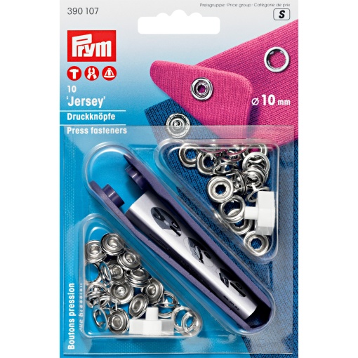 Botões de Pressão Metálicos JERSEY 10mm Prateado PRYM com 10 unidades