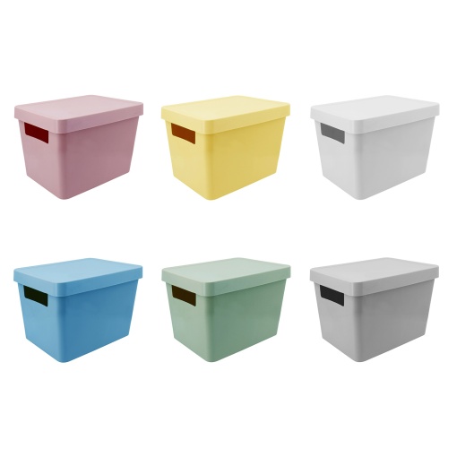 Caixa multiusos KOZZI Mimo 6 litros com tampa 25x17,5x16,4cm cores sortidas