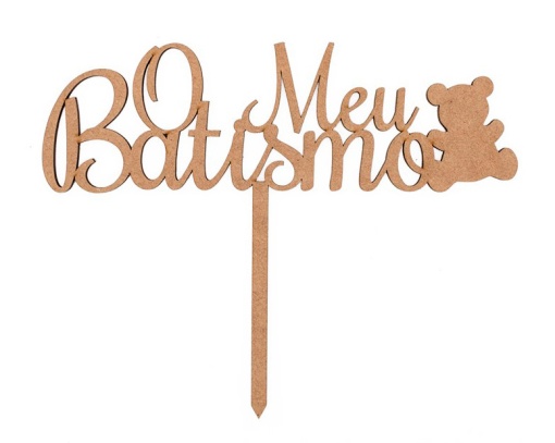Topo de Bolo em Madeira "O Meu Baptismo" 18x14x0,3cm
