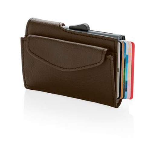 Porta-cartões com Porta-moedas C-SECURE Castanho Escuro