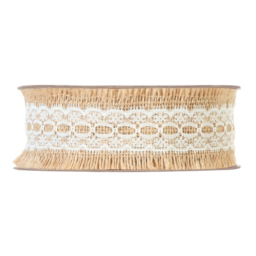 Fita de Juta com Renda MP JUTE FANTASY 50mmx9m Natural