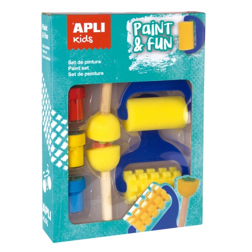 Conjunto de Pintura APLI Kids 3 Tintas + 2 Rolos + 2 Carimbos