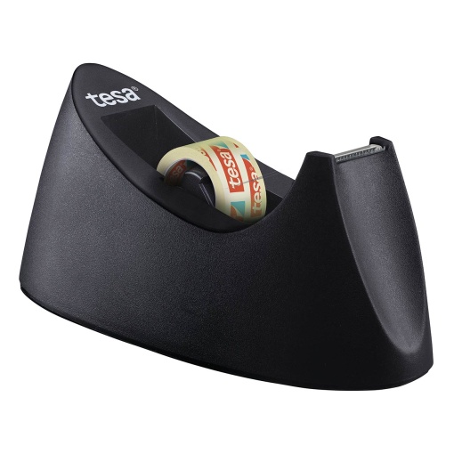 Desenrolador de Secretária TESA Easy Cut Curve + 1 Fita 19mmx10m Preto