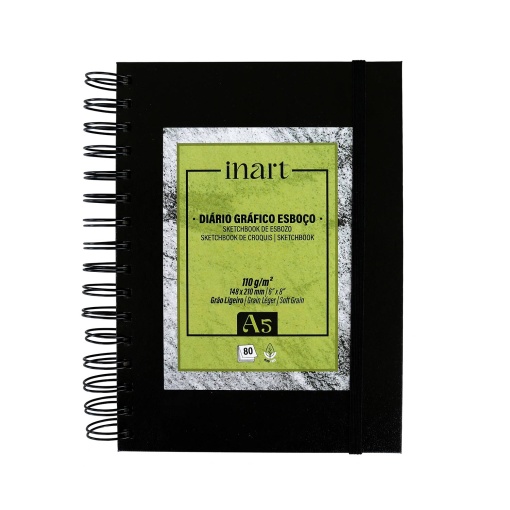 Diário Gráfico Espiral INART A5 110g 80 folhas com Elástico