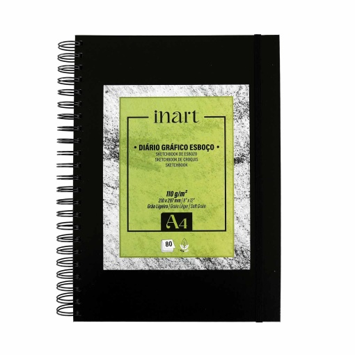 Diário Gráfico Espiral INART A4 110g 80 folhas com Elástico