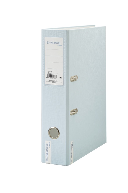 Pasta de Arquivo ANCOR EMBOSS A4 Comercial lombada de 80mm 2 Argolas Azul Pastel