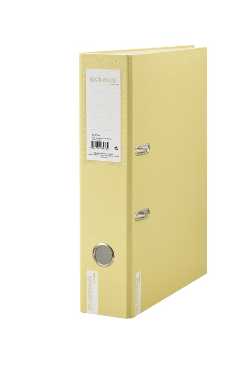 Pasta de Arquivo ANCOR EMBOSS A4 Comercial lombada de 80mm 2 Argolas Amarelo Pastel