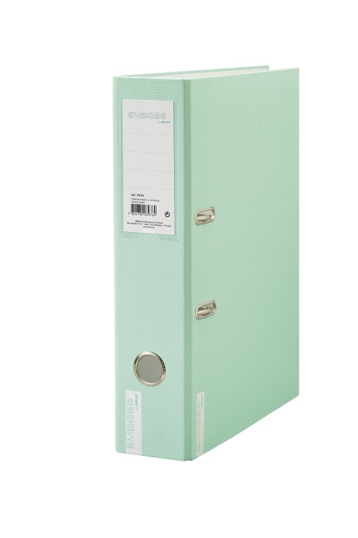 Pasta de Arquivo ANCOR EMBOSS A4 Comercial lombada de 80mm 2 Argolas Verde Pastel