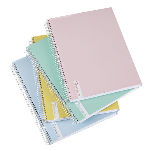 Caderno A4 Capa Dura Espiral ANCOR EMBOSS Pautado Pastel 120 folhas 70g Sortido