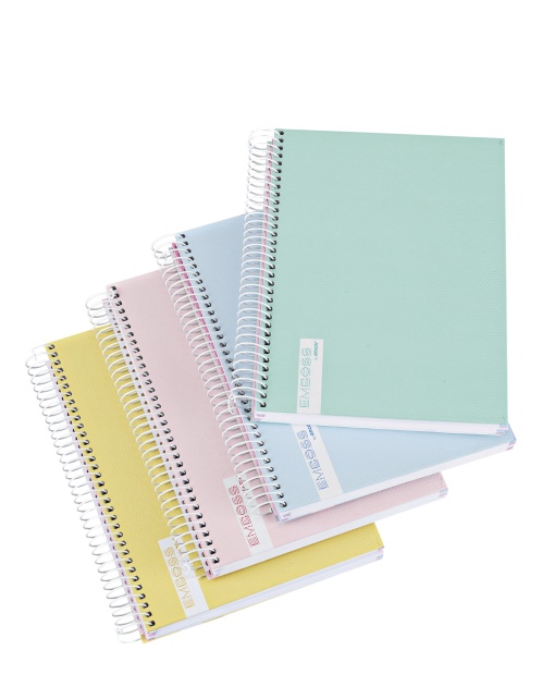 Caderno A5 Capa Dura Espiral ANCOR EMBOSS Pautado CORES PASTEL 120 folhas 70g Sortido