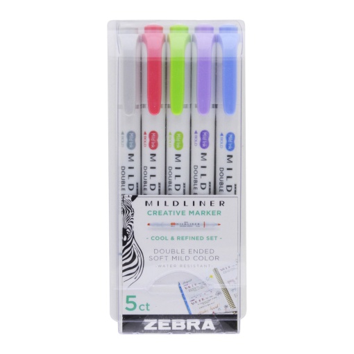 Sublinhador ZEBRA Mildliner 2 Pontas 5 Cores Básicas