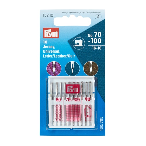 Agulha para máquina PRYM N.70-100 jersey e pele com 10 unidades