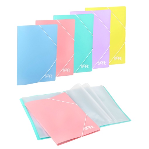 Portefólio CARCHIVO Soft A4 Folio com Elástico 30 Bolsas Azul Pastel