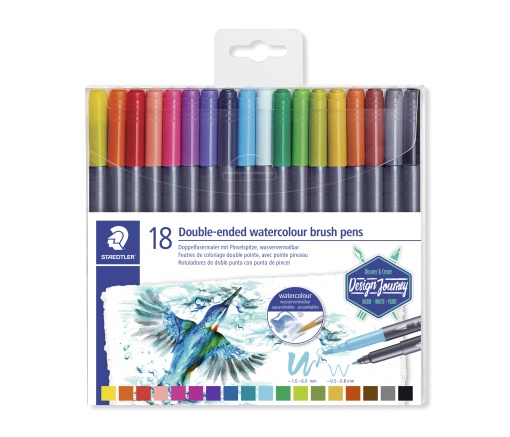 Brush Pen Aguarelável STAEDTLER Marsgraphic Dual 18 Cores