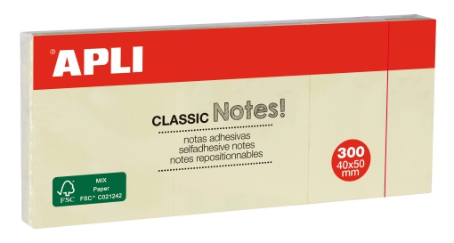 Bloco de Notas Aderentes APLI 40x50mm Amarelo com 3