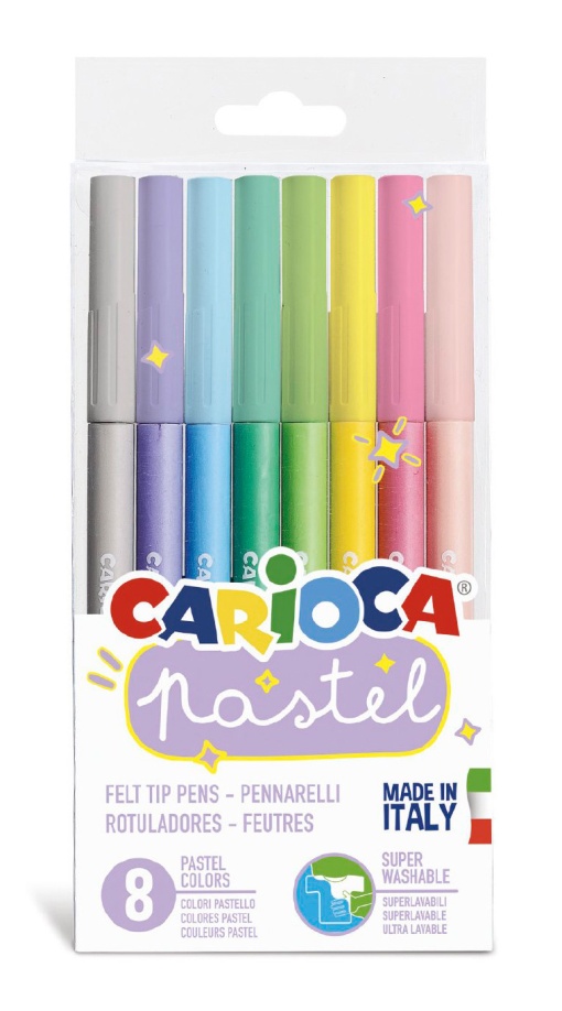 Canetas de Feltro CARIOCA Pastel com 8
