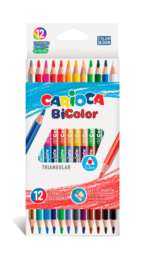 Lápis de Cor CARIOCA Bicolor Triangular com 12