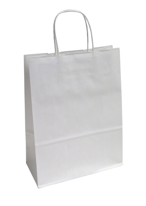 Saco de Papel Asa Torcida 35 Kraft Branco 18x8x24cm