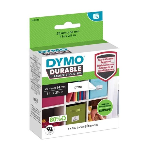 Etiquetas térmicas DYMO LW DURABLE 54x25mm branco - 160 unidades