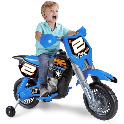Mota elétrica FEBER CROSS 6V azul + capacete FAMOSA